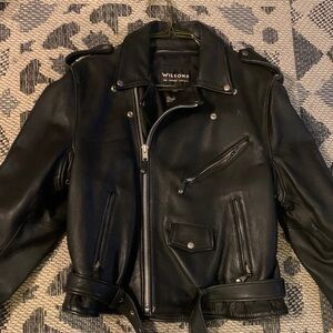 Wilson Men's Black Leather Biker Jacket